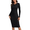 image:imageLYANER Womens Ribbed Knit Slim Fit Crewneck Long Sleeve Casual Fall Bodycon Midi Dress Black XLarge