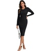 image:imageLYANER Womens Ribbed Knit Slim Fit Crewneck Long Sleeve Casual Fall Bodycon Midi Dress Black XLarge