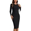image:imageLYANER Womens Ribbed Knit Slim Fit Crewneck Long Sleeve Casual Fall Bodycon Midi Dress Black XLarge