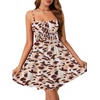 image:imageLYANER Womens Shirred Ruffle A Line Spaghetti Strap Sleeveless Mini Slip DressCaramel