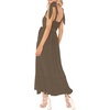 image:imageLYANER Womens Spaghetti Strap Square Neck Sleeveless High Waist Split Ruffle Hem Midi DressDark Khaki