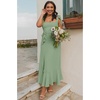 image:imageLYANER Womens Spaghetti Strap Square Neck Sleeveless High Waist Split Ruffle Hem Midi DressGreen