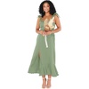 image:imageLYANER Womens Spaghetti Strap Square Neck Sleeveless High Waist Split Ruffle Hem Midi DressGreen