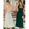 image:imageLYANER Womens Spaghetti Strap Square Neck Sleeveless High Waist Split Ruffle Hem Midi DressGreen