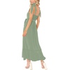 image:imageLYANER Womens Spaghetti Strap Square Neck Sleeveless High Waist Split Ruffle Hem Midi DressGreen