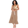image:imageLYANER Womens Spaghetti Strap Square Neck Sleeveless High Waist Split Ruffle Hem Midi DressKhaki