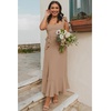 image:imageLYANER Womens Spaghetti Strap Square Neck Sleeveless High Waist Split Ruffle Hem Midi DressKhaki