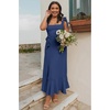 image:imageLYANER Womens Spaghetti Strap Square Neck Sleeveless High Waist Split Ruffle Hem Midi DressNavy Blue