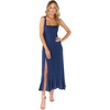 image:imageLYANER Womens Spaghetti Strap Square Neck Sleeveless High Waist Split Ruffle Hem Midi DressNavy Blue