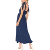 image:imageLYANER Womens Spaghetti Strap Square Neck Sleeveless High Waist Split Ruffle Hem Midi DressNavy Blue