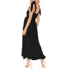 image:imageLYANER Womens Spaghetti Strap Square Neck Sleeveless High Waist Split Ruffle Hem Midi DressPure Black