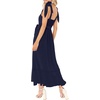 image:imageLYANER Womens Spaghetti Strap Square Neck Sleeveless High Waist Split Ruffle Hem Midi DressPure Navy Blue