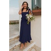 image:imageLYANER Womens Spaghetti Strap Square Neck Sleeveless High Waist Split Ruffle Hem Midi DressPure Navy Blue