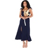 image:imageLYANER Womens Spaghetti Strap Square Neck Sleeveless High Waist Split Ruffle Hem Midi DressPure Navy Blue