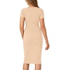 image:imageLYANER Womens Summer Round Neck Short Sleeve Ribbed Knit Bodycon Pencil Midi DressBeige