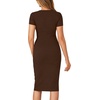 image:imageLYANER Womens Summer Round Neck Short Sleeve Ribbed Knit Bodycon Pencil Midi DressDark Brown