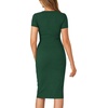 image:imageLYANER Womens Summer Round Neck Short Sleeve Ribbed Knit Bodycon Pencil Midi DressDark Green