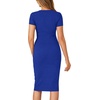 image:imageLYANER Womens Summer Round Neck Short Sleeve Ribbed Knit Bodycon Pencil Midi DressRoyal Blue
