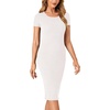 image:imageLYANER Womens Summer Round Neck Short Sleeve Ribbed Knit Bodycon Pencil Midi DressWhite