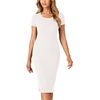 image:imageLYANER Womens Summer Round Neck Short Sleeve Ribbed Knit Bodycon Pencil Midi DressWhite
