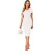 image:imageLYANER Womens Summer Round Neck Short Sleeve Ribbed Knit Bodycon Pencil Midi DressWhite