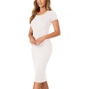 image:imageLYANER Womens Summer Round Neck Short Sleeve Ribbed Knit Bodycon Pencil Midi DressWhite