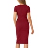 image:imageLYANER Womens Summer Round Neck Short Sleeve Ribbed Knit Bodycon Pencil Midi DressWine Red