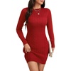 image:imageLYANER Womens Cable Knit Bodycon Dress Crewneck Knit Long Sleeve Cocktail Mini Sweater DressesWine Red