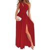 image:imageLYANER Womens One Shoulder High Split Cutout Sleeveless Elegant Cocktail Maxi Dress Red Large