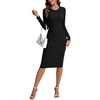image:imageLYANER Womens Ribbed Knit Slim Fit Crewneck Long Sleeve Casual Fall Bodycon Midi Dress Black XLarge