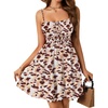 image:imageLYANER Womens Shirred Ruffle A Line Spaghetti Strap Sleeveless Mini Slip DressCaramel