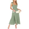 image:imageLYANER Womens Spaghetti Strap Square Neck Sleeveless High Waist Split Ruffle Hem Midi DressGreen