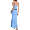 image:imageLYANER Womens 2 Piece Outfits Going Out Sexy Sleeveless Crop Top and Drawstring Bodycon Maxi Skirt SetsLight Blue