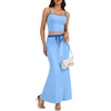 image:imageLYANER Womens 2 Piece Outfits Going Out Sexy Sleeveless Crop Top and Drawstring Bodycon Maxi Skirt SetsLight Blue