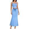 image:imageLYANER Womens 2 Piece Outfits Going Out Sexy Sleeveless Crop Top and Drawstring Bodycon Maxi Skirt SetsLight Blue