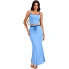 image:imageLYANER Womens 2 Piece Outfits Going Out Sexy Sleeveless Crop Top and Drawstring Bodycon Maxi Skirt SetsLight Blue