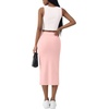 image:imageLYANER Womens 2 Piece Outfits Round Neck Crop Top and High Waisted Skirt Sets SuitPink