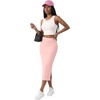 image:imageLYANER Womens 2 Piece Outfits Round Neck Crop Top and High Waisted Skirt Sets SuitPink