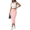 image:imageLYANER Womens 2 Piece Outfits Round Neck Crop Top and High Waisted Skirt Sets SuitPink