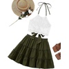 image:imageLYANER Womens 2 Piece Sets Summer Lace Halter Cami Crop Top and Mini Skirt Set Vacation Beach OutfitsArmy Green