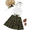 image:imageLYANER Womens 2 Piece Sets Summer Lace Halter Cami Crop Top and Mini Skirt Set Vacation Beach OutfitsBlack Floral