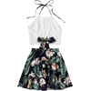 image:imageLYANER Womens 2 Piece Sets Summer Lace Halter Cami Crop Top and Mini Skirt Set Vacation Beach OutfitsGreen2
