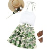 image:imageLYANER Womens 2 Piece Sets Summer Lace Halter Cami Crop Top and Mini Skirt Set Vacation Beach OutfitsLight Green