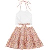 image:imageLYANER Womens 2 Piece Sets Summer Lace Halter Cami Crop Top and Mini Skirt Set Vacation Beach OutfitsLight Pink Floral
