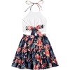 image:imageLYANER Womens 2 Piece Sets Summer Lace Halter Cami Crop Top and Mini Skirt Set Vacation Beach OutfitsNavy1