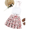 image:imageLYANER Womens 2 Piece Sets Summer Lace Halter Cami Crop Top and Mini Skirt Set Vacation Beach OutfitsOffwhite