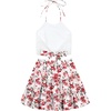 image:imageLYANER Womens 2 Piece Sets Summer Lace Halter Cami Crop Top and Mini Skirt Set Vacation Beach OutfitsOffwhite
