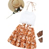 image:imageLYANER Womens 2 Piece Sets Summer Lace Halter Cami Crop Top and Mini Skirt Set Vacation Beach OutfitsOrange