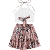 image:imageLYANER Womens 2 Piece Sets Summer Lace Halter Cami Crop Top and Mini Skirt Set Vacation Beach OutfitsPink