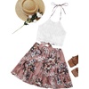 image:imageLYANER Womens 2 Piece Sets Summer Lace Halter Cami Crop Top and Mini Skirt Set Vacation Beach OutfitsSolid Pink